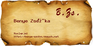 Benye Zsóka névjegykártya